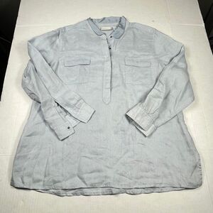 Chicos Linen Utility Tunic Top Blue Relaxed Fit Shirt Coastal Minimalist XL 3